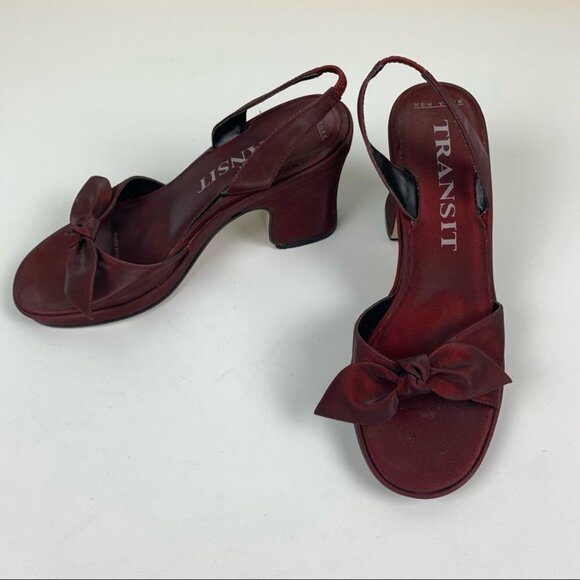 TRANSIT Burgundy Strappy Sandals with Bow - Picture 5 of 6